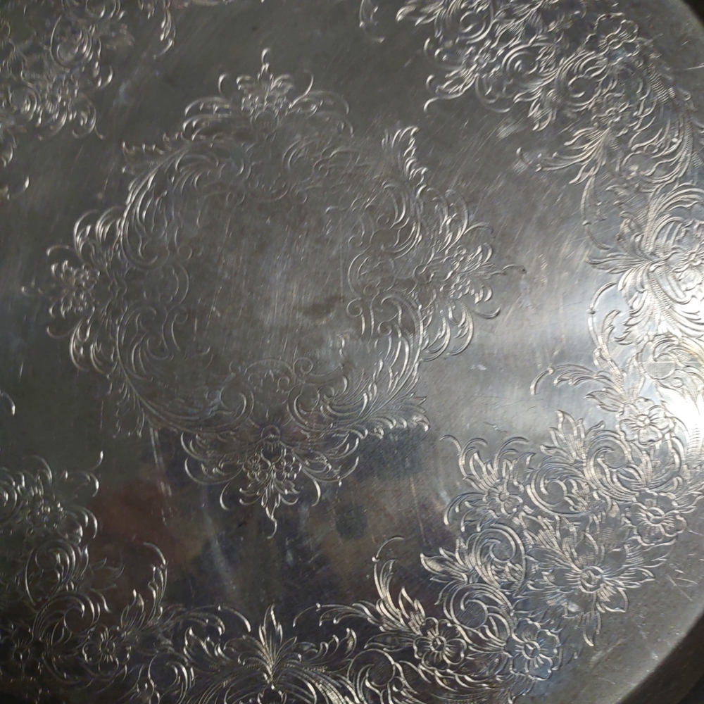Webster Wilcox Silverplate Footed Joanne Pattern Round Serving Platter 7271 12" - Picture 4 of 4